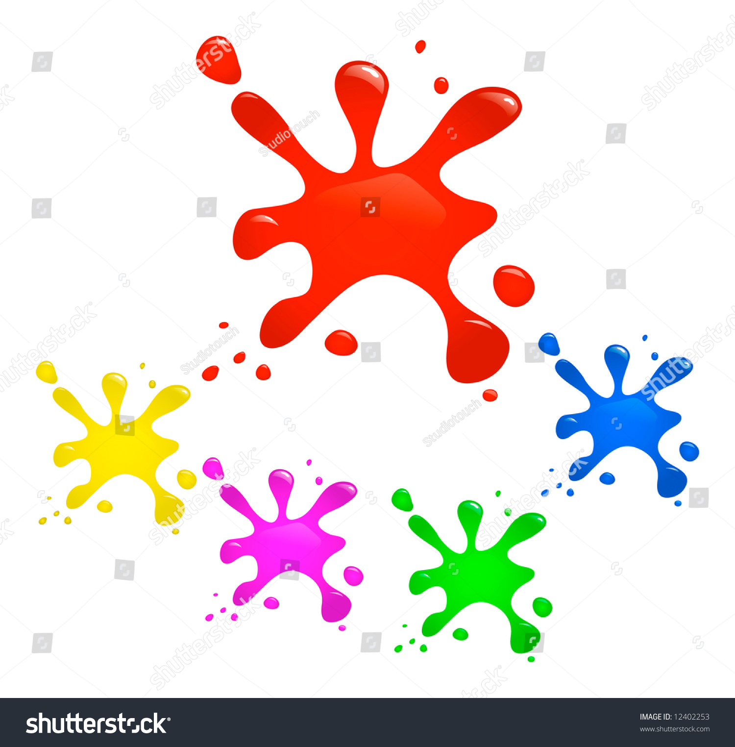 Colorful Glossy Paint Splash  Buttons Or Background Elements Stock