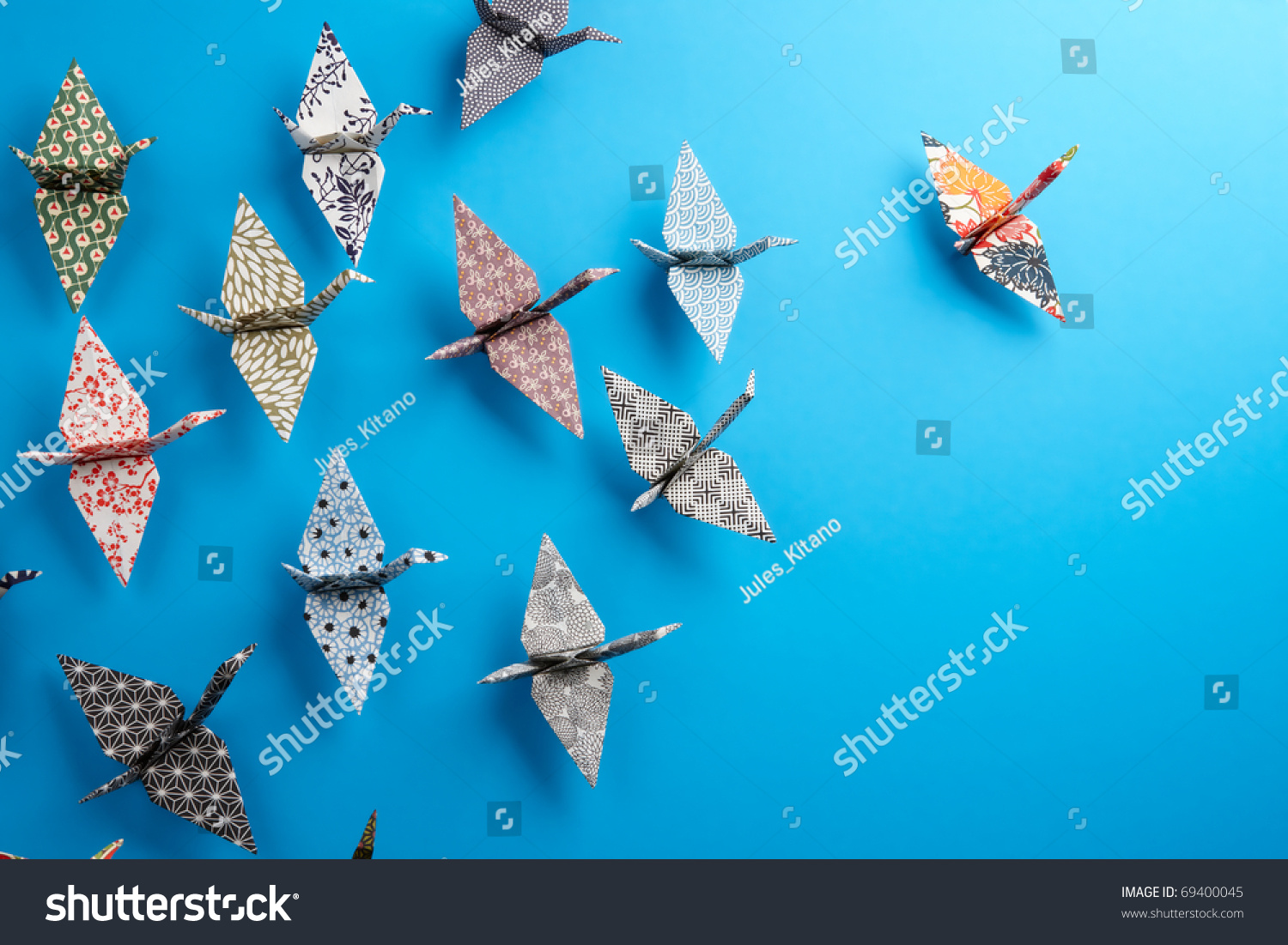 Colorful Origami Birds Flying Light Stock Photo 69400045 Shutterstock