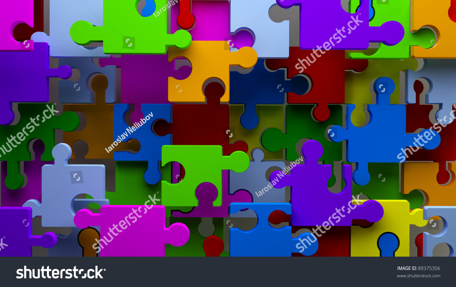 Colorful Puzzle Abstract Background 3d. Team Concept Stock Photo