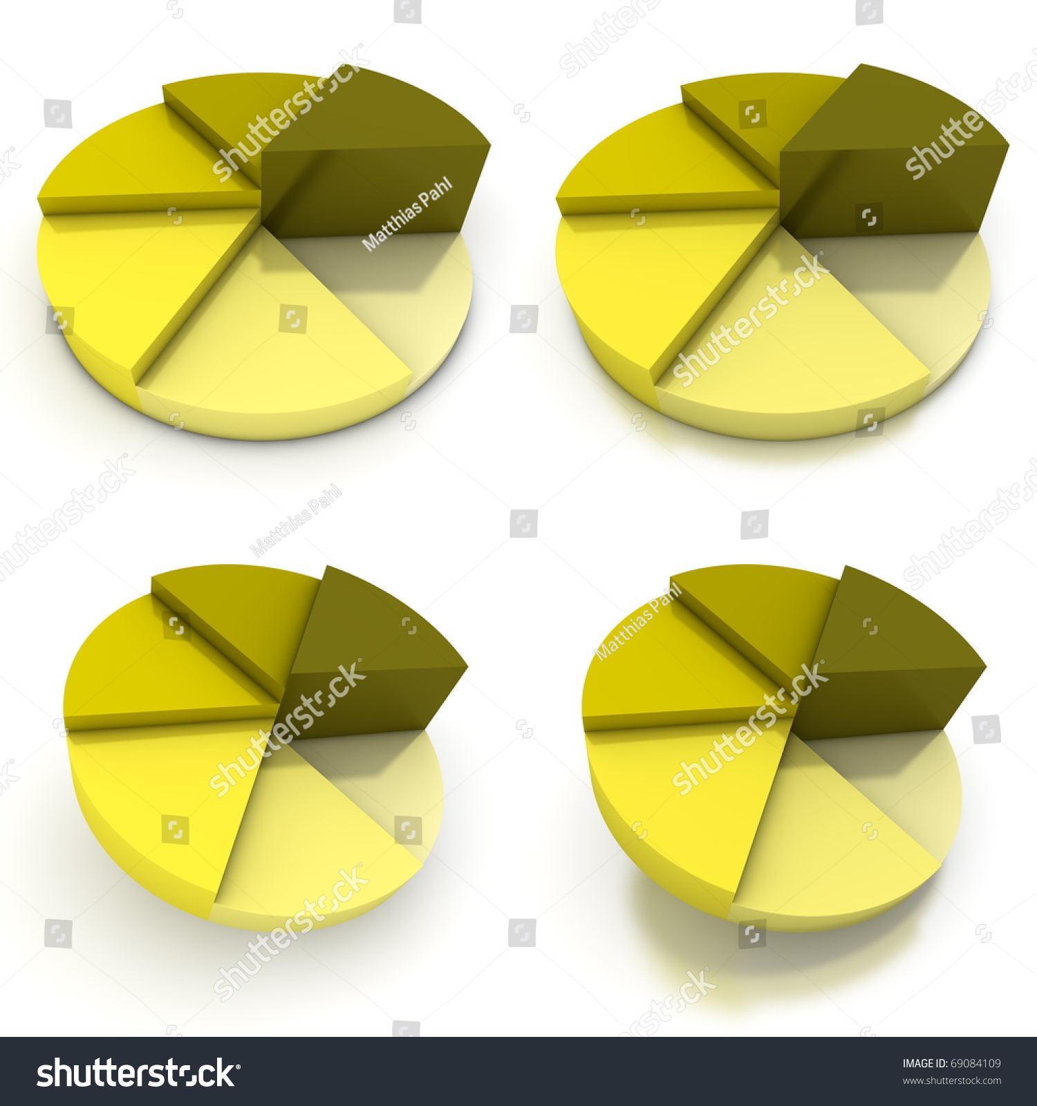 Coloured Pie Chart Six Shades Yellow Stock Illustration 69084109 