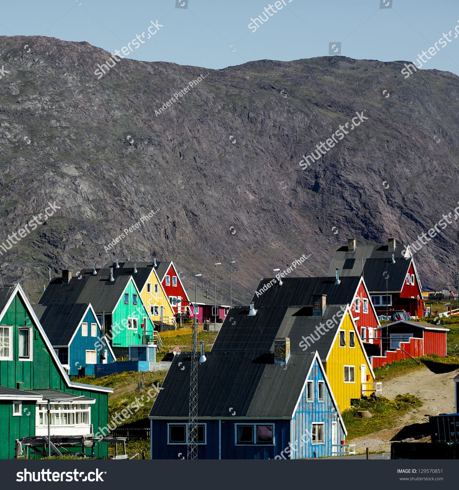 Colourful Homes In The City Narsaq In South Greenland Stock Photo