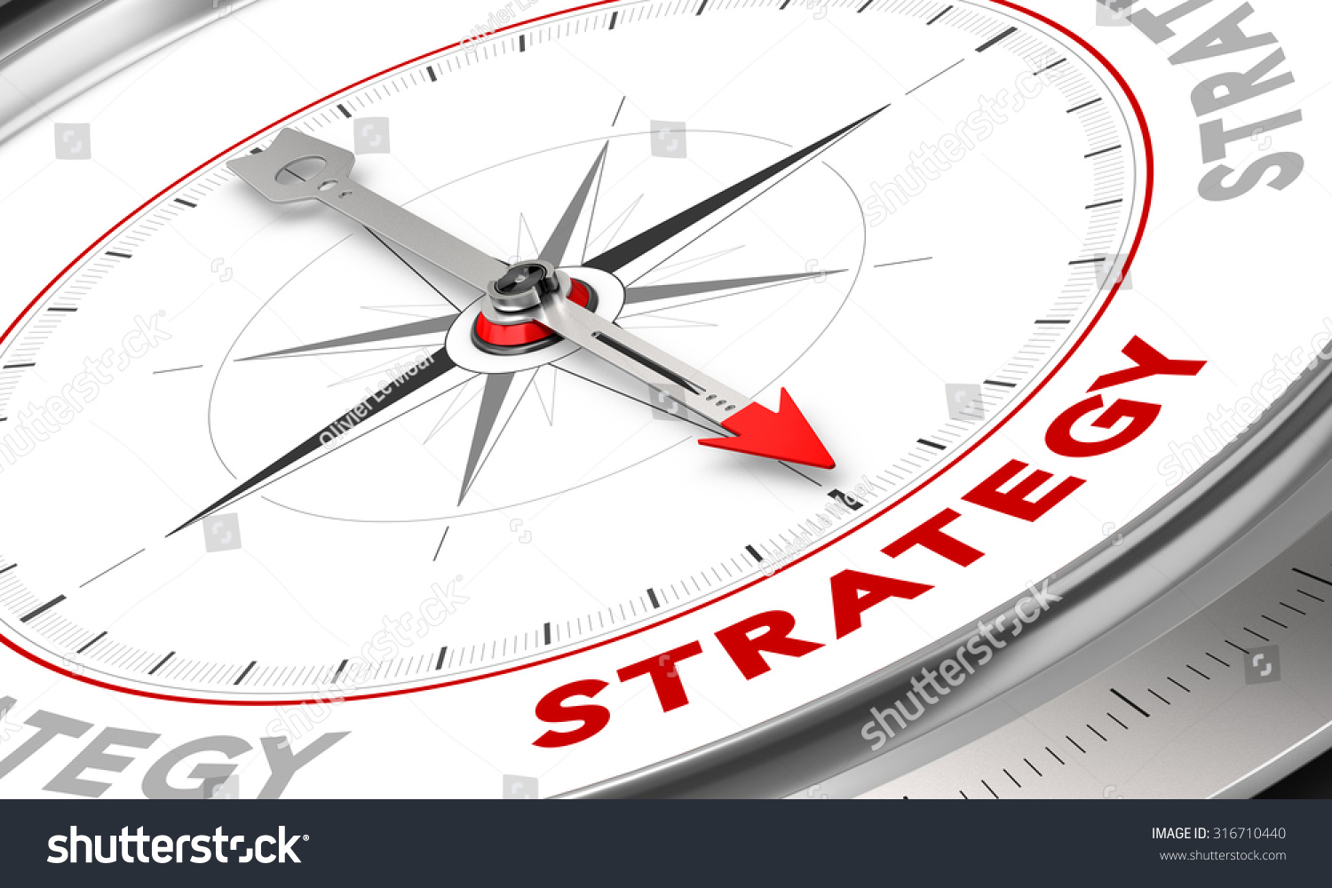 Compass Needle Pointing Word Strategy Conceptual Stock Illustration