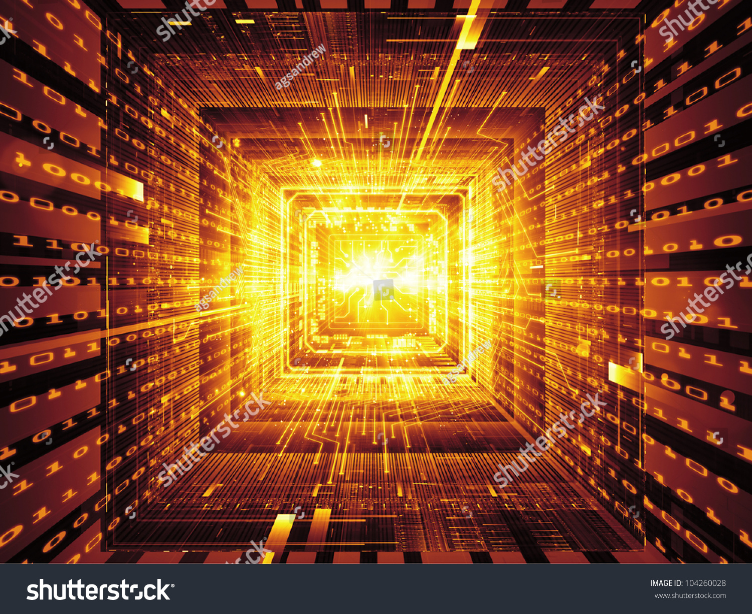 Composition Of Cpu Graphic And Abstract Design Elements On The Subject