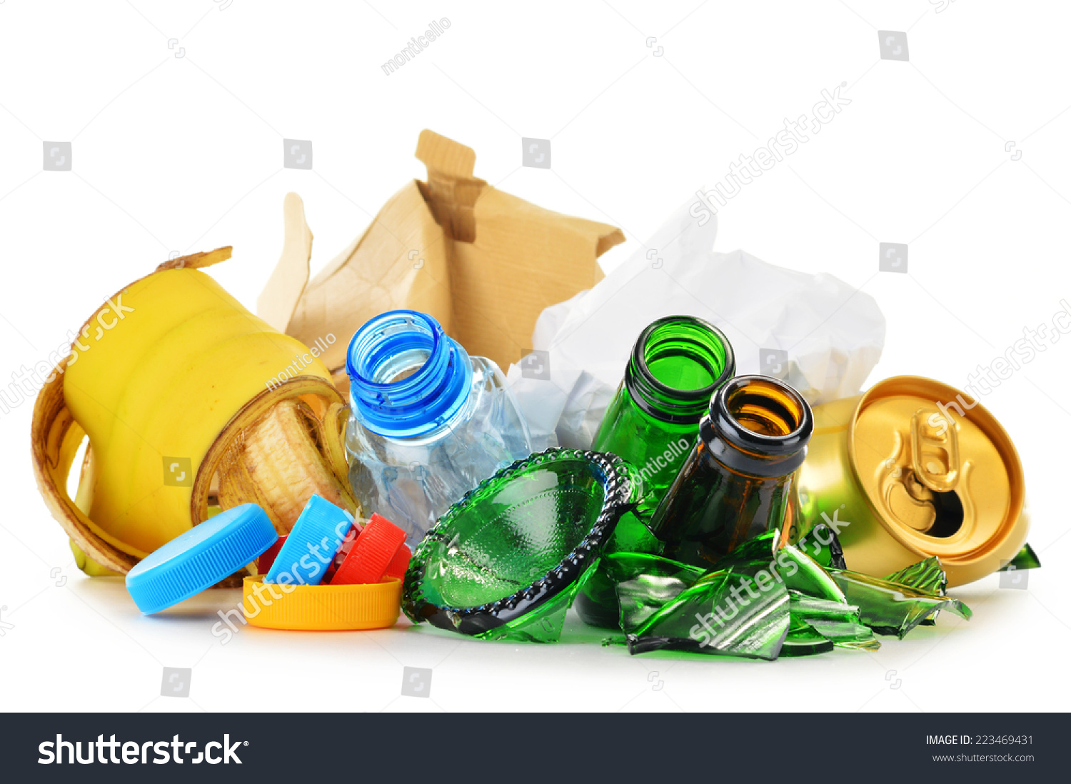 Composition With Recyclable Garbage Consisting Of Glass, Plastic, Metal