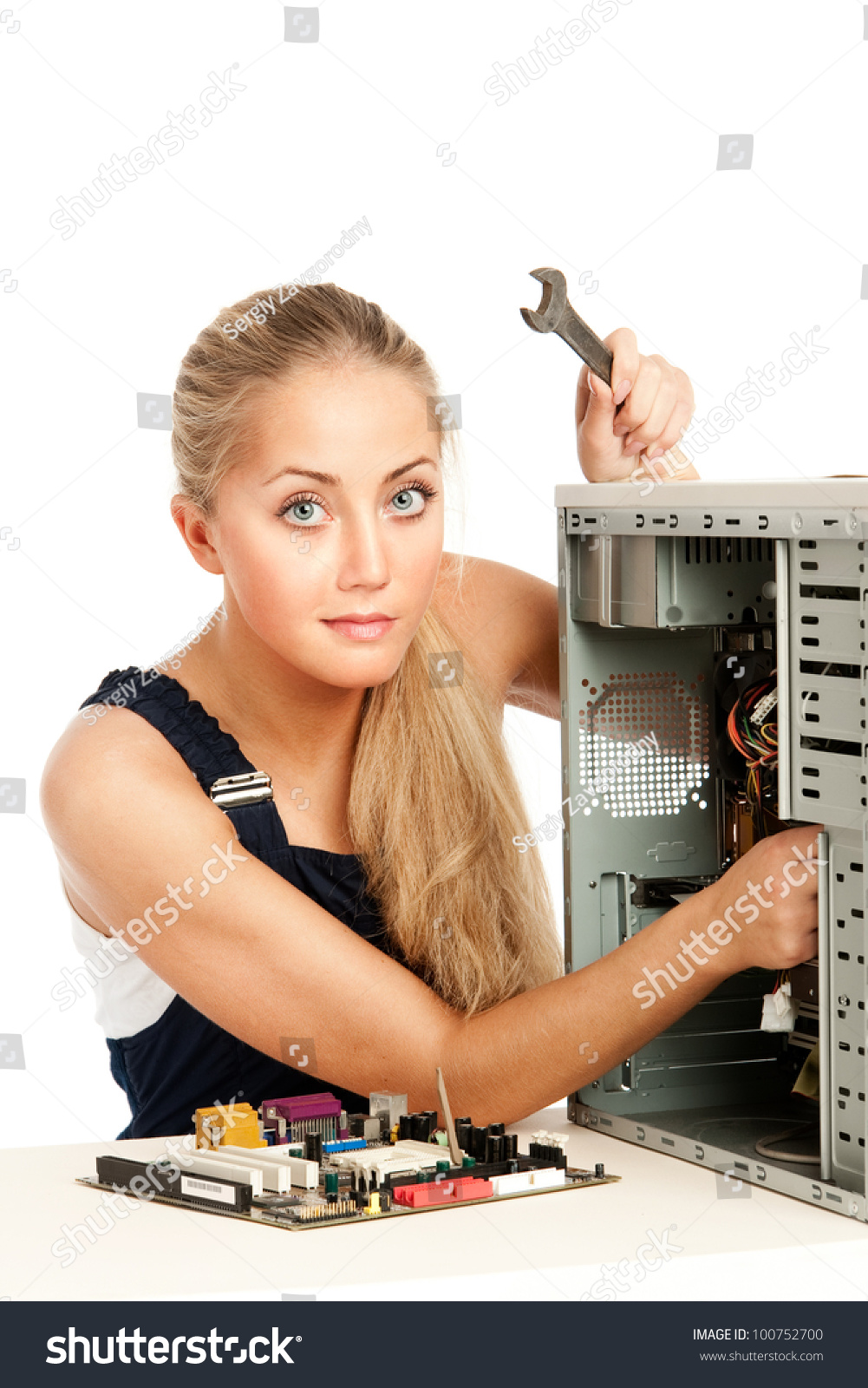 Computer Repair Engineer Blonde Girl Stock Photo Shutterstock