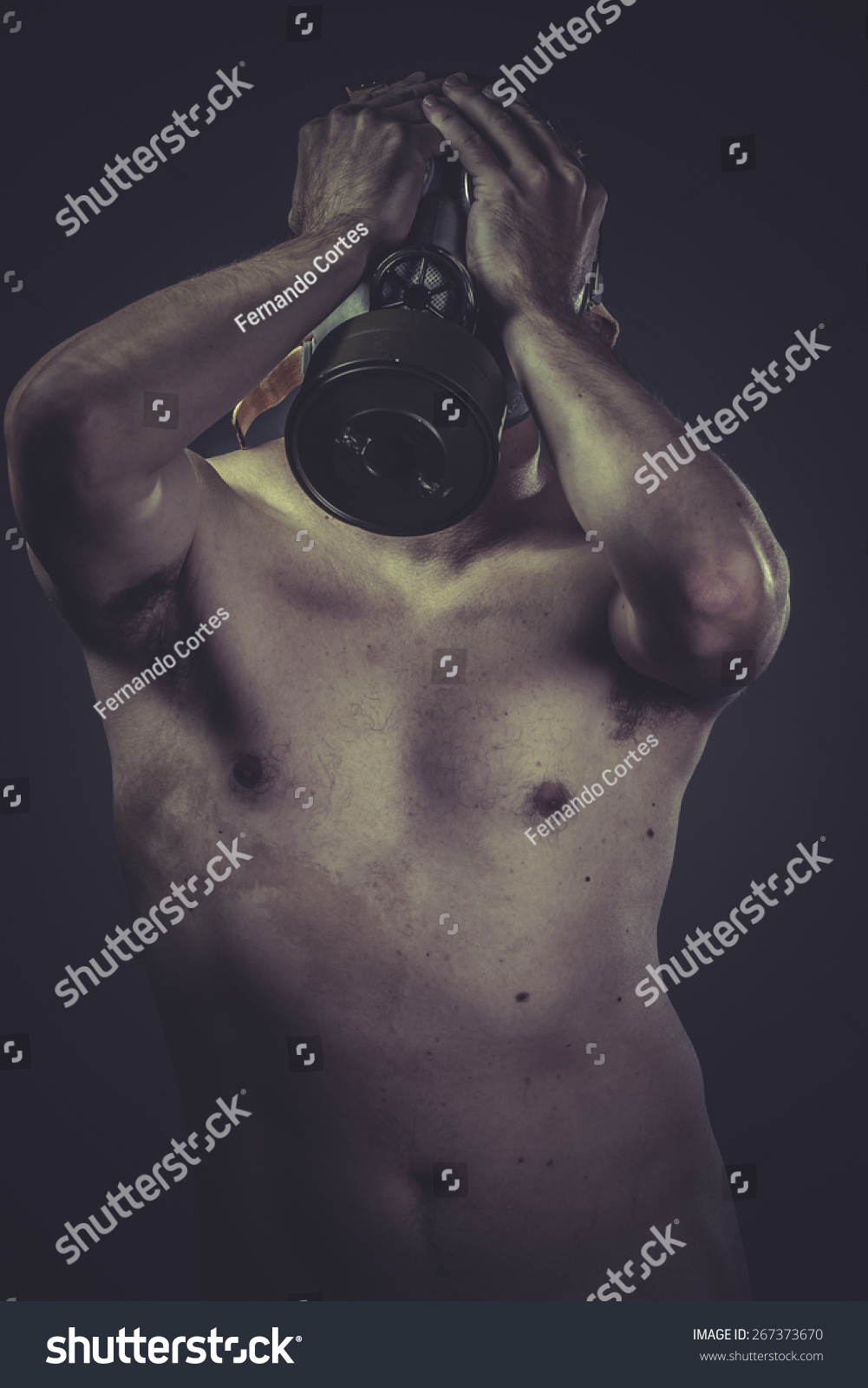 Concept Risk Contamination Naked Man Gas Stock Photo 267373670