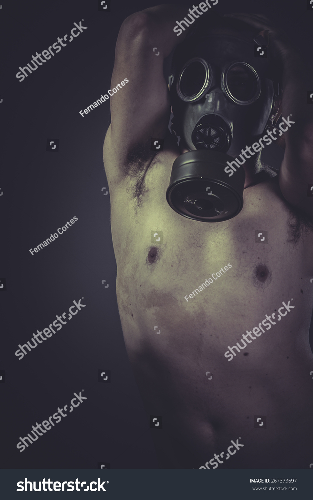 Concept Risk Contamination Naked Man Gas Stock Photo 267373697