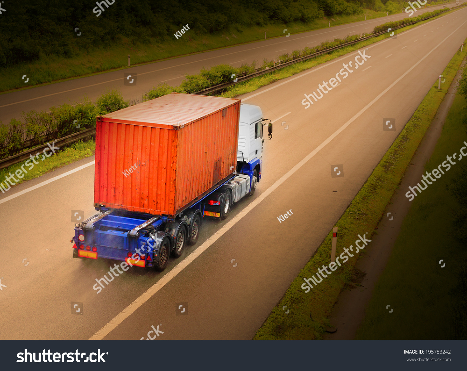 Container Truck On The Highway Stock Photo 195753242 : Shutterstock