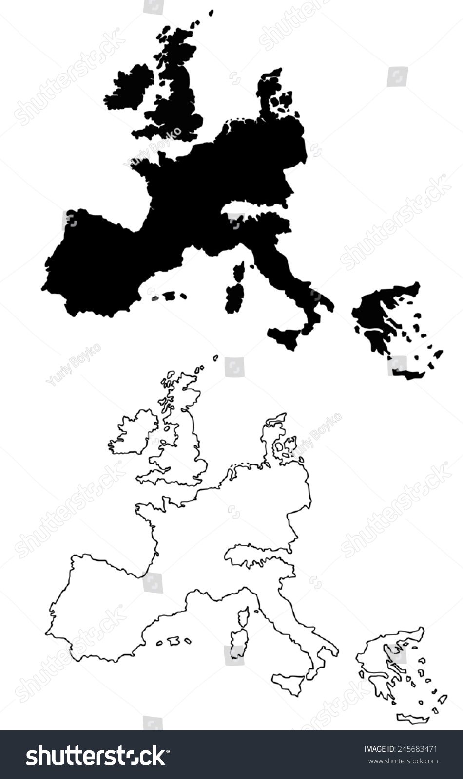 Contour Map Europe Stock Illustration 245683471 - Shutterstock