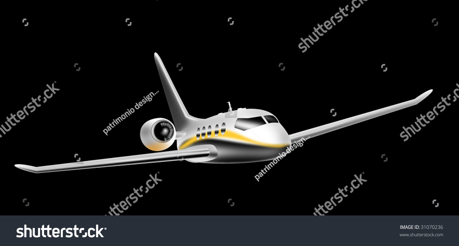 Corporate Jet Isolated On Black Background Stock Photo 31070236