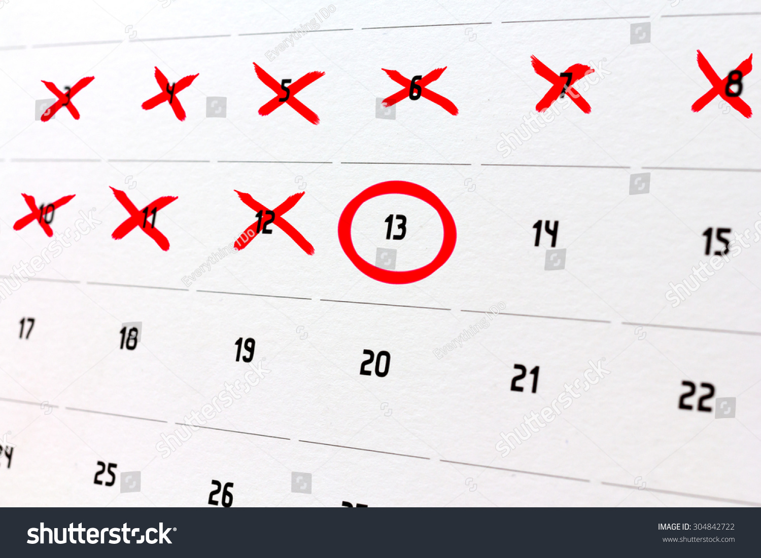 Counting Down The Days On A Calendar Stock Photo 304842722 : Shutterstock