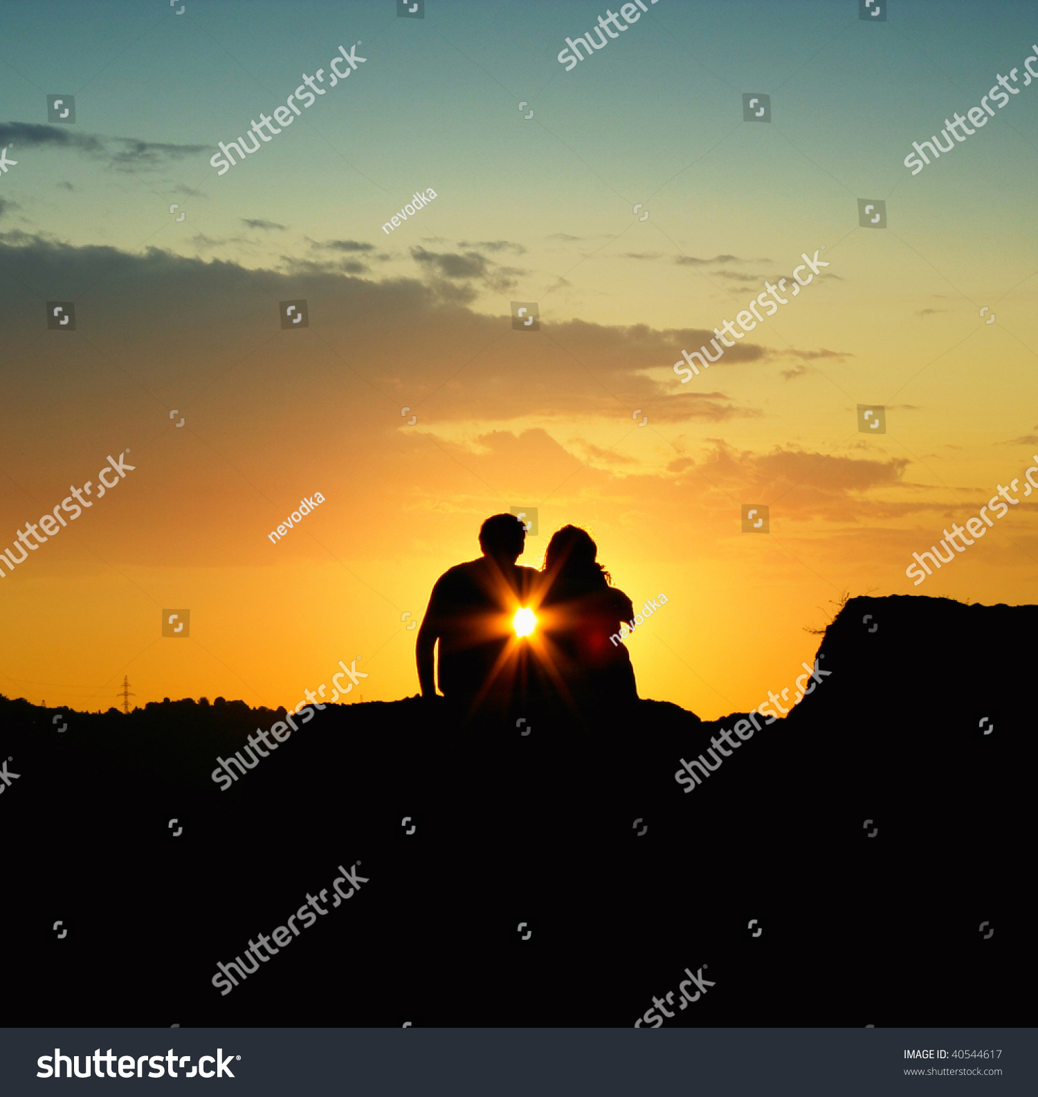 Couple Holding Each Other During A Sunrise Stock Photo 40544617 