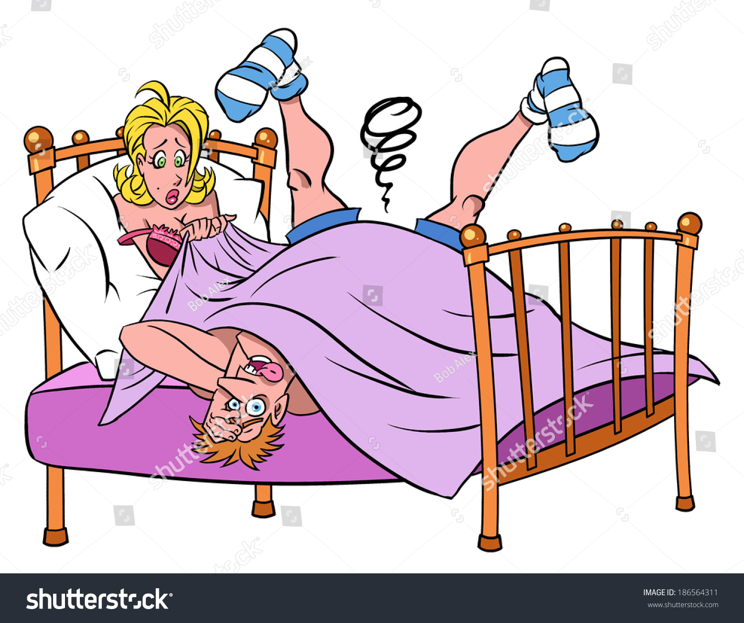 Couple Bed Tired Man After Sex Stock Illustration 186564311 Shutterstock