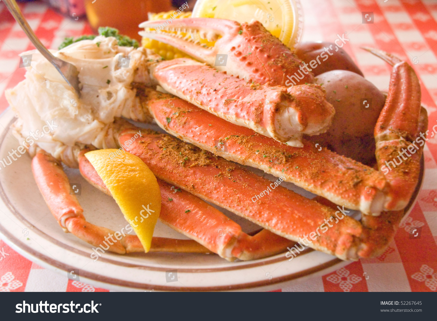 Crab Legs Seafood Platter With Sides Stock Photo 52267645 Shutterstock