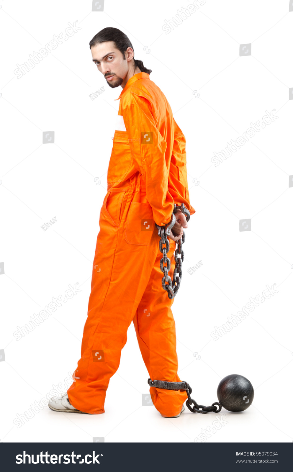 Criminal In Orange Robe In Prison Criminal In Orange Robe In Prison Stock Photo 95079034