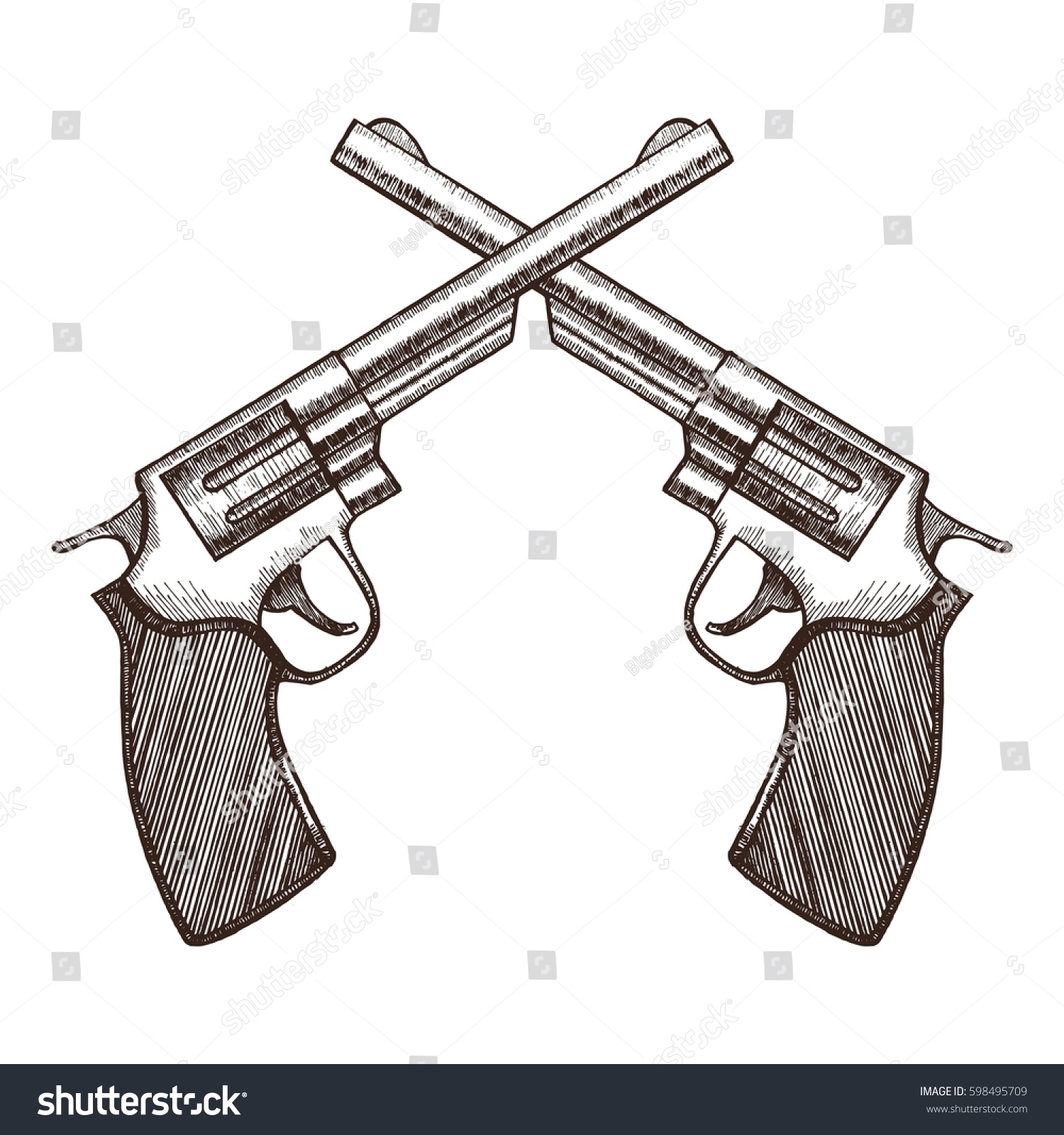 Crossed Pistols Hand Draw Sketch Revolver 스톡 일러스트 598495709 Shutterstock