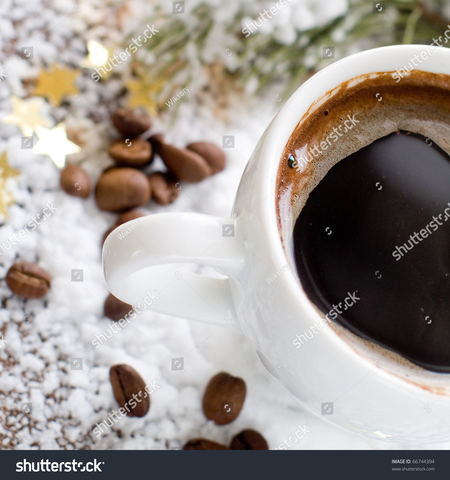 Cup Espresso Coffee Snow Beans Stock Photo 66744394 - Shutterstock