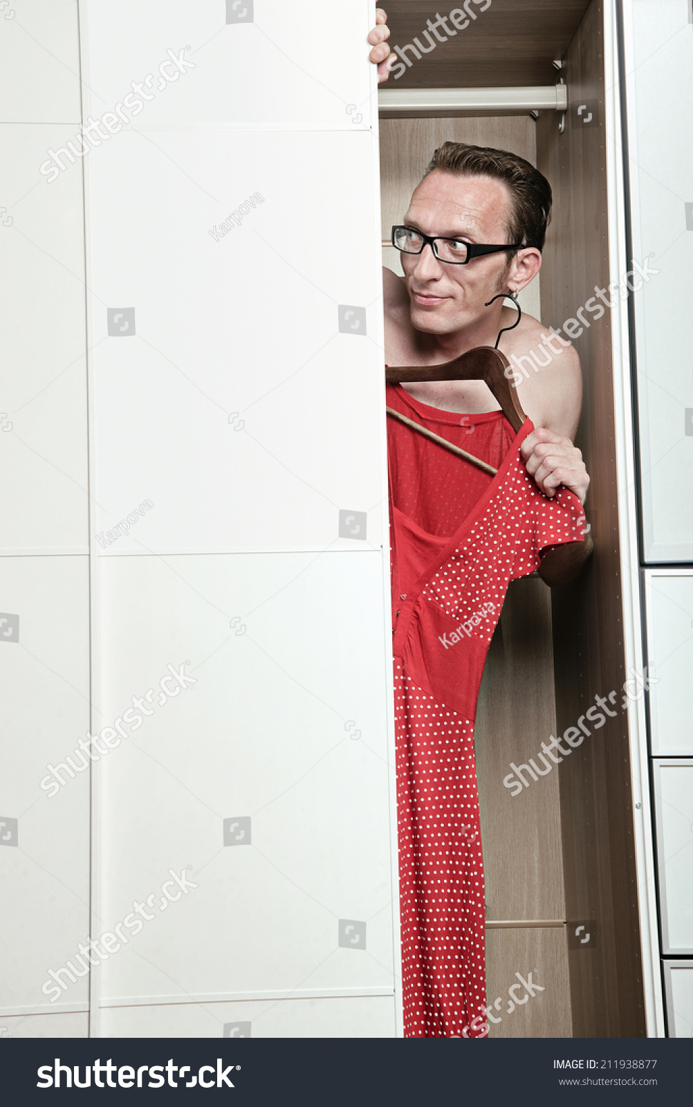 Curious Naked Man Eyeglasses Looking Out Stock Photo Shutterstock