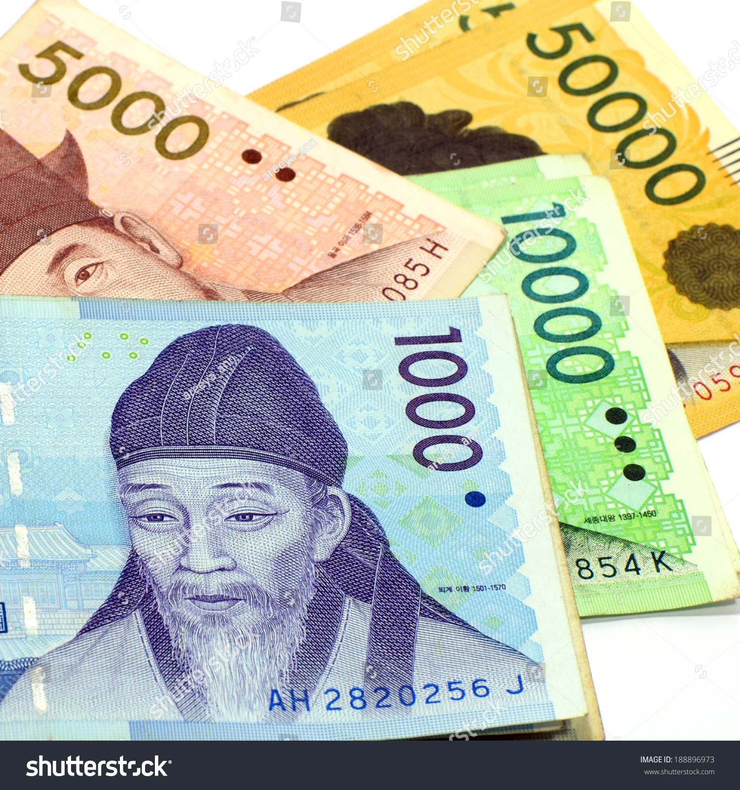 current-use-of-south-korean-won-currency-in-different-value-stock