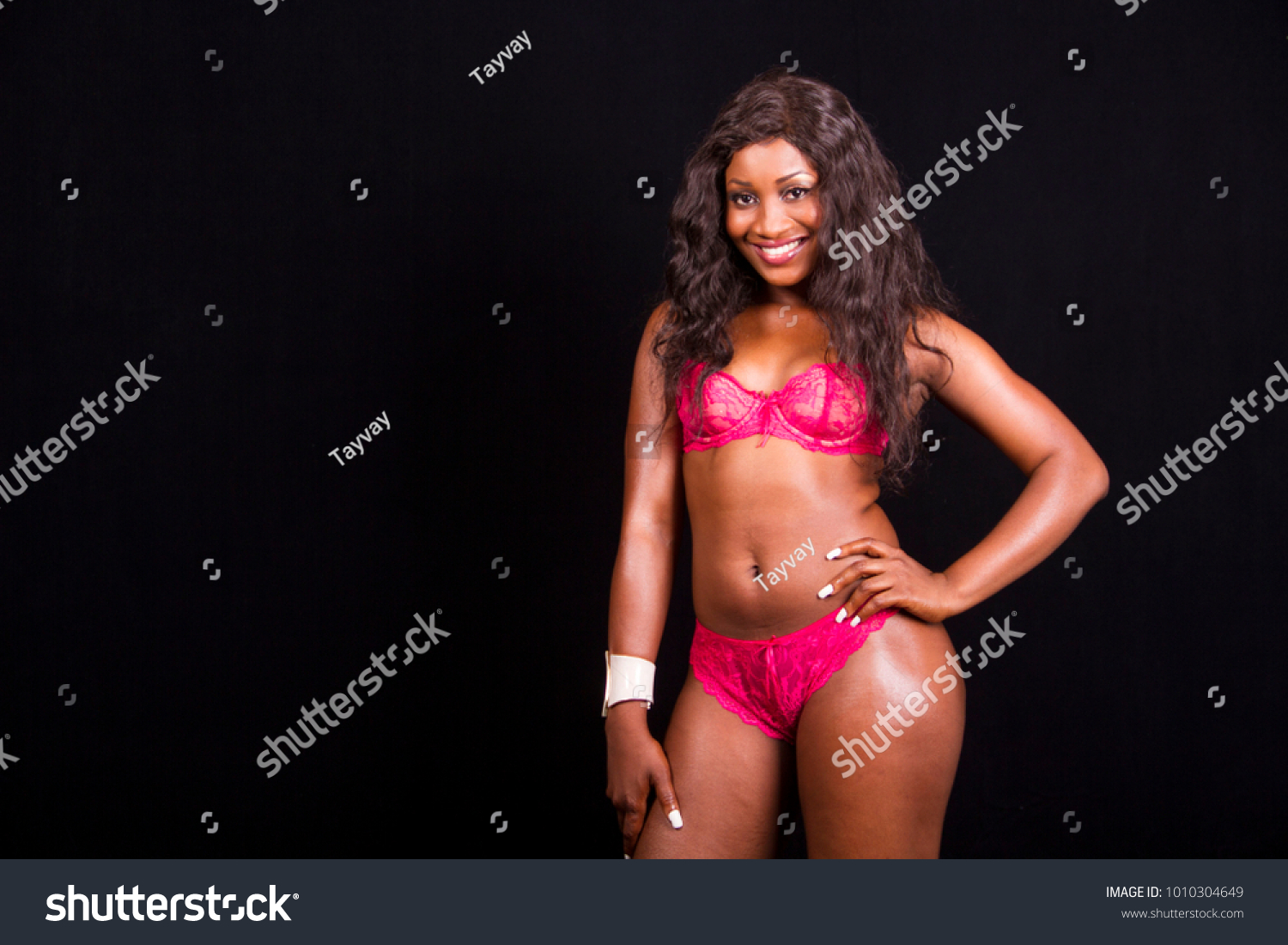 Curvy Black Female Lingerie Model Foto Stock Editar Agora 1010304649