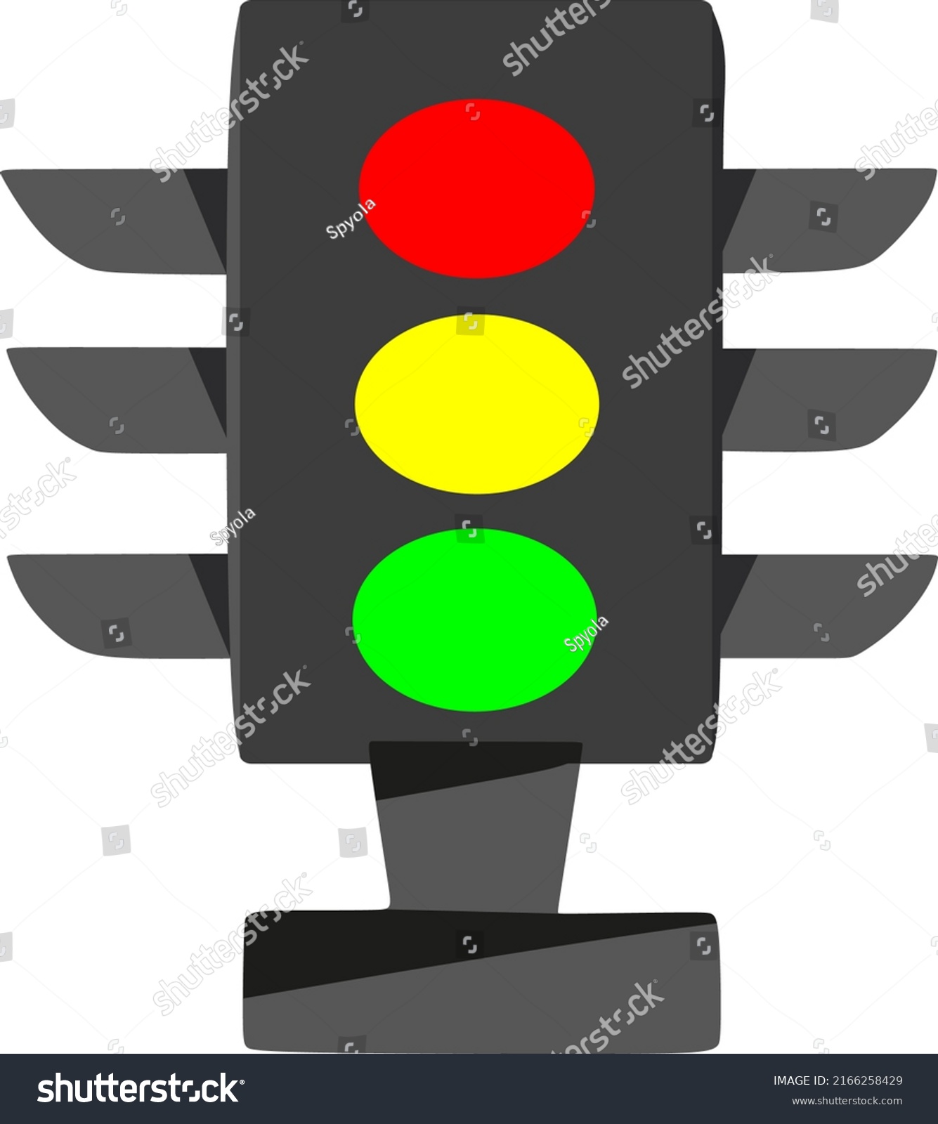 Cute Animation Red Yellow Green Traffic Stock Illustration