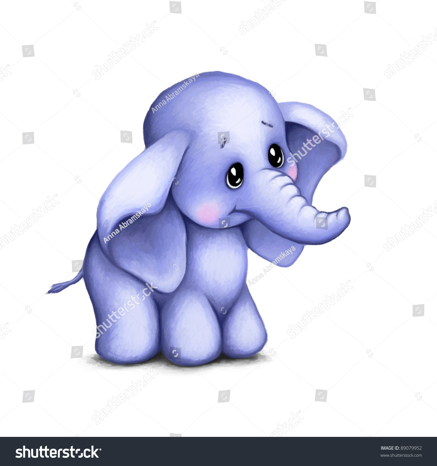Cute Baby Elephant On White Background Stock Illustration ...