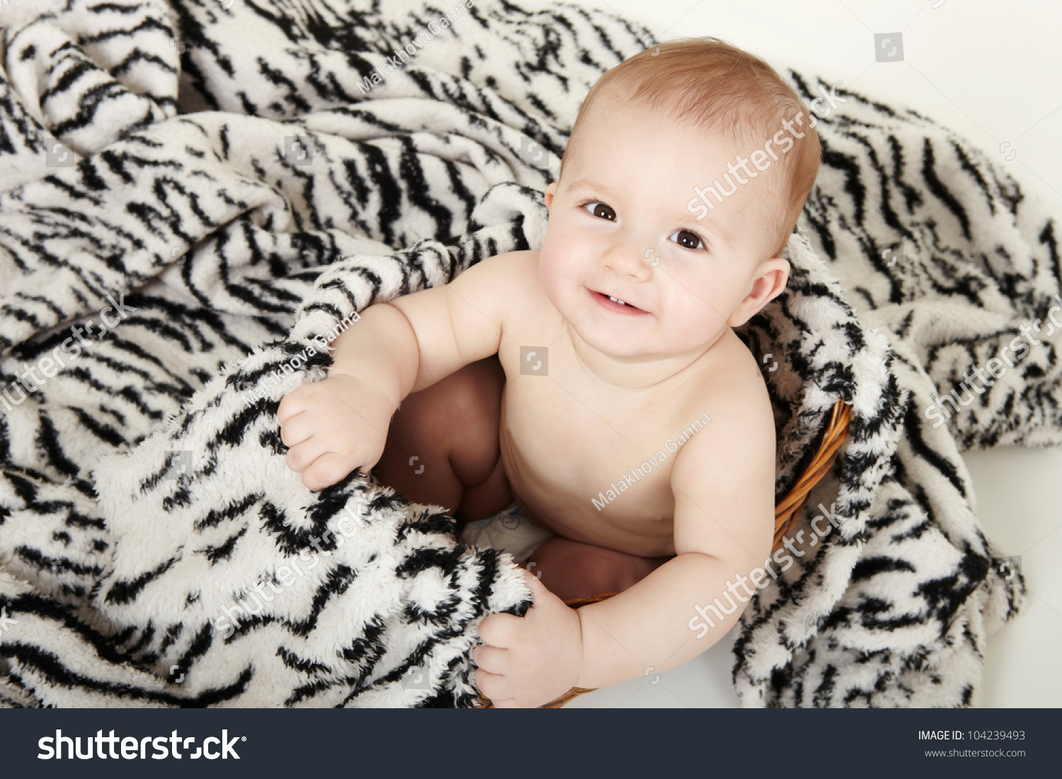 Cute Baby Sitting Isolated On White Stock Photo Download Image Now