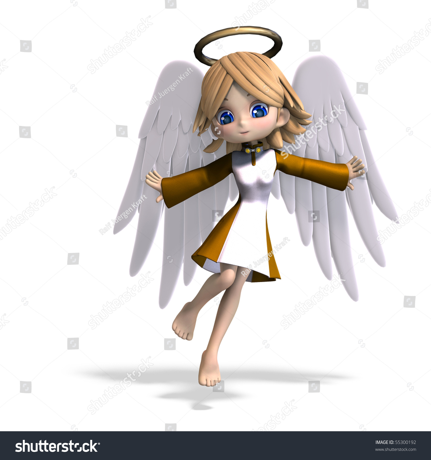 Cute Cartoon Angel Wings Halo 3d Stock Illustration 55300192 - Shutterstock