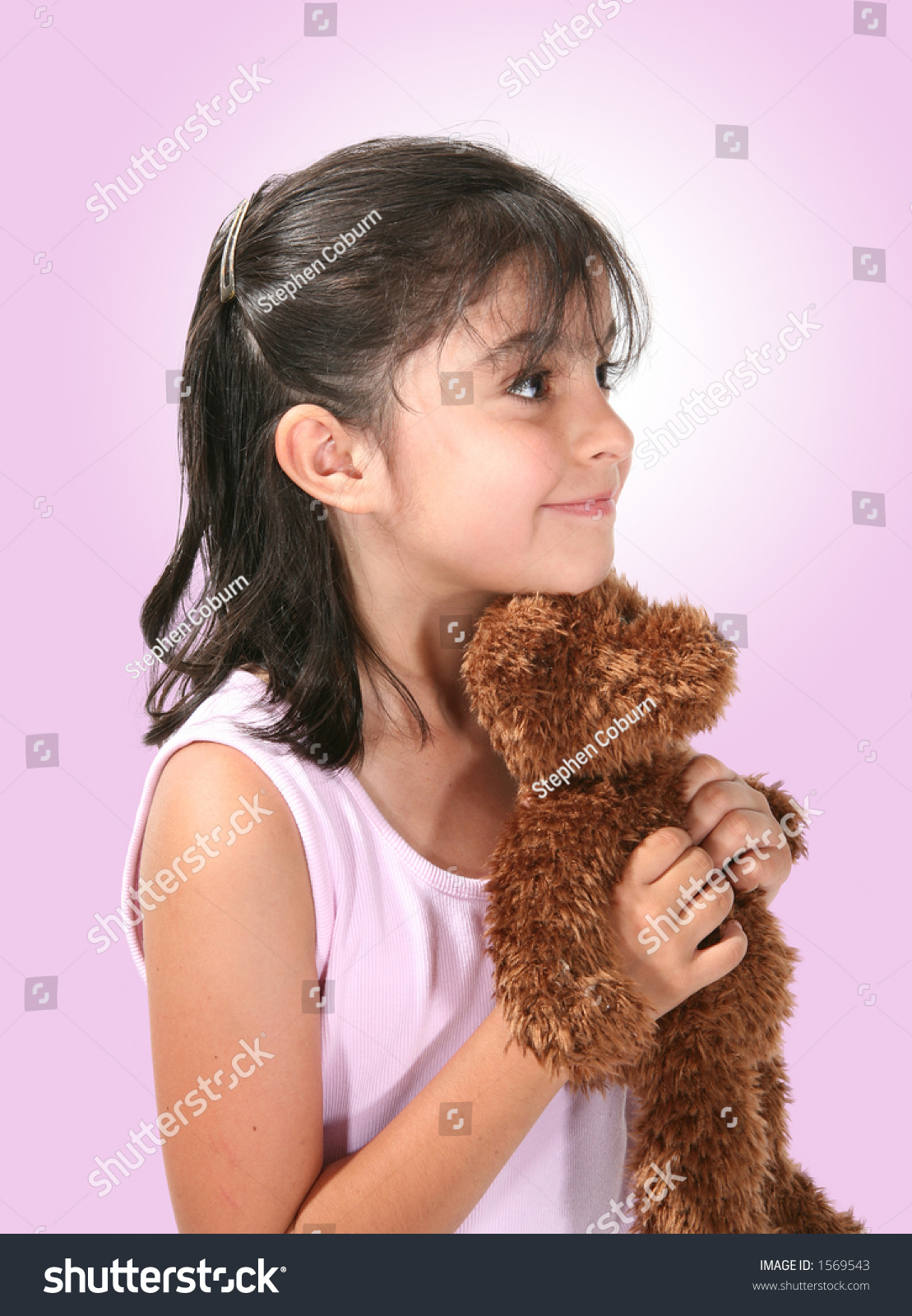 cute girl with teddy