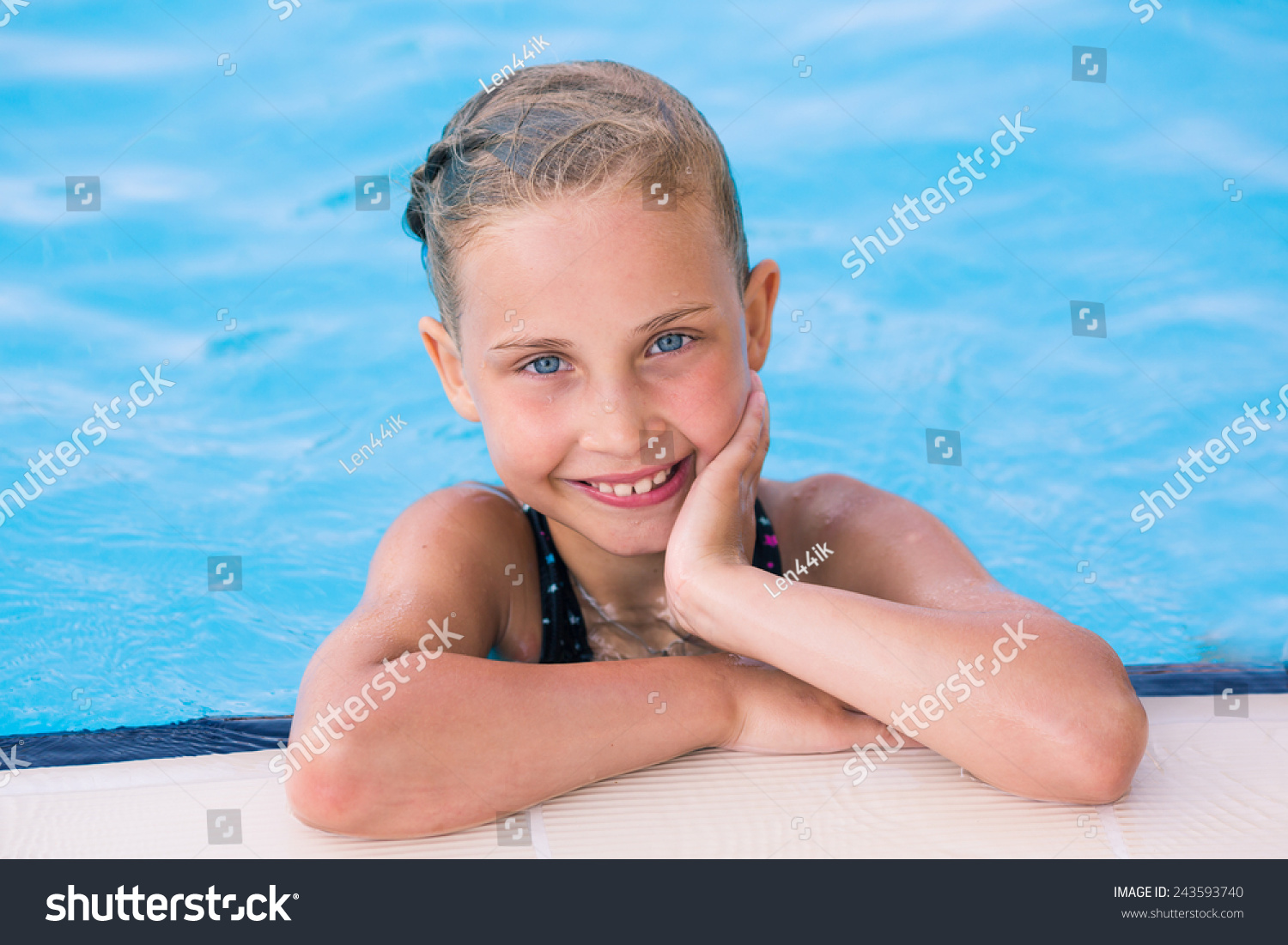 Cute Little Girl Getting Out Swimming Stock Photo 243593740 - Shutterstock