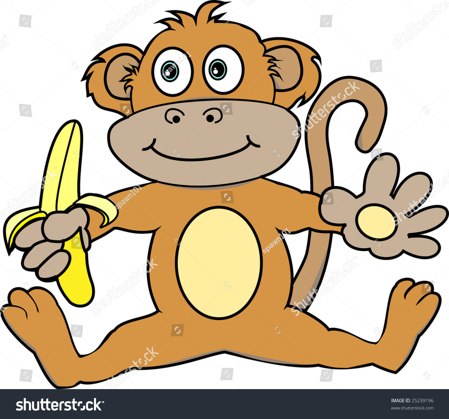 Cute Monkey Holding A Banana Stock Photo 25239196 : Shutterstock