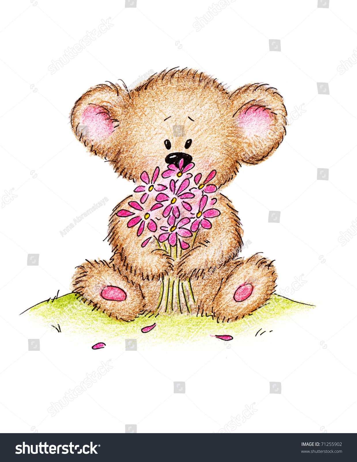 cute teddy with flowers