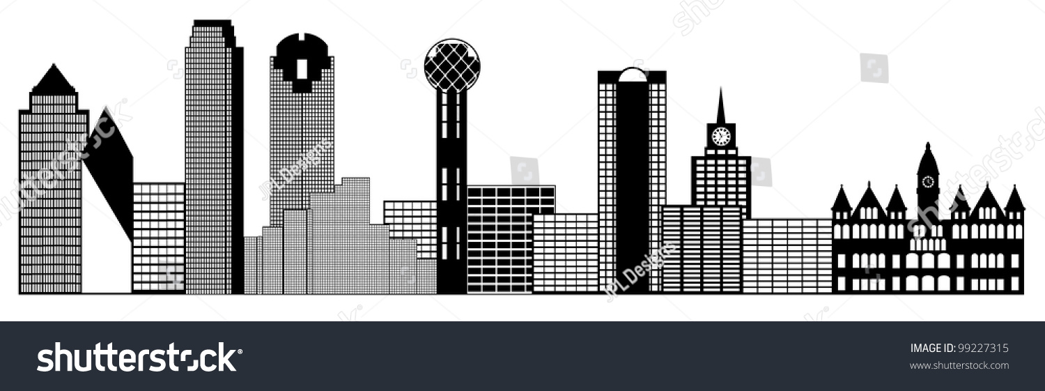 Dallas Skyline Black Outline 66