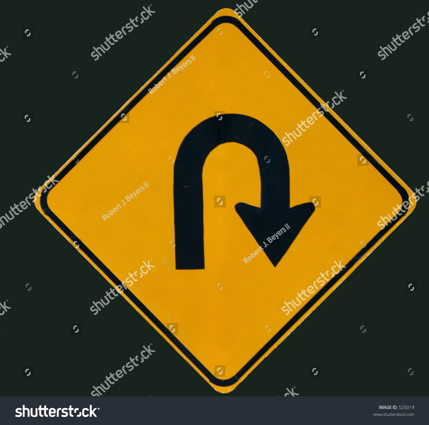 Dangerous Curve Sign Isolated On Black Stock Photo (Royalty Free