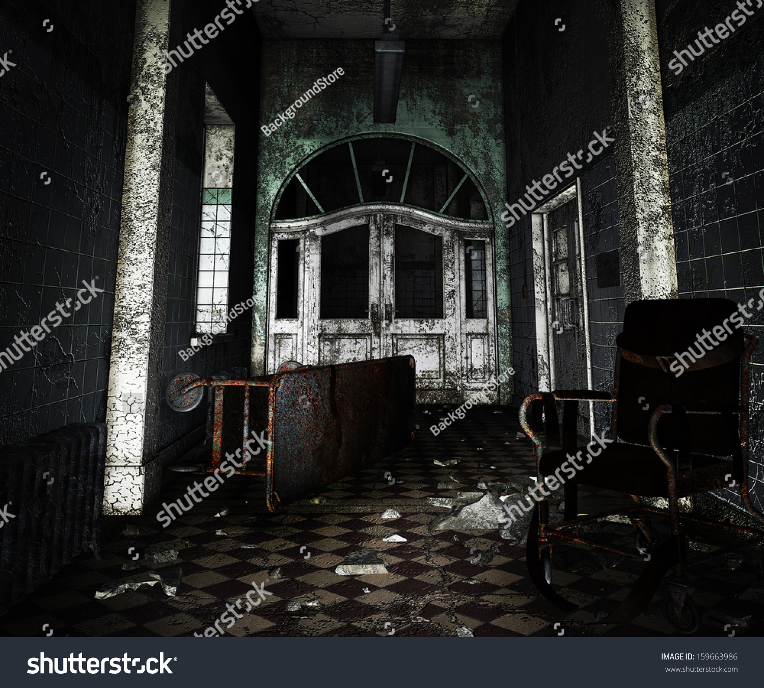 Dark Asylum Interior Background Stock Illustration 159663986 Shutterstock