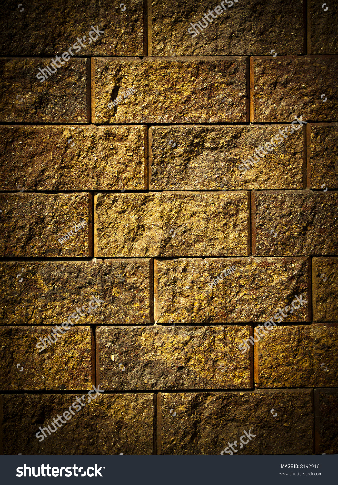 Dark Gold Brick Wall Background Or Texture Stock Photo 81929161