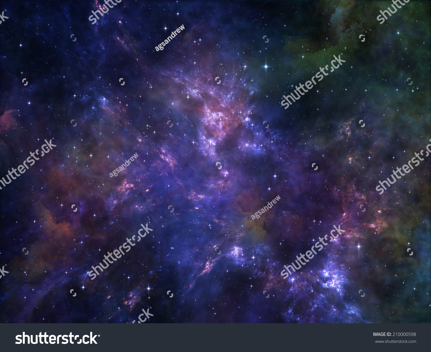 Deep Space Series. Composition Of Nebula, Stars And Colors Suitable As 