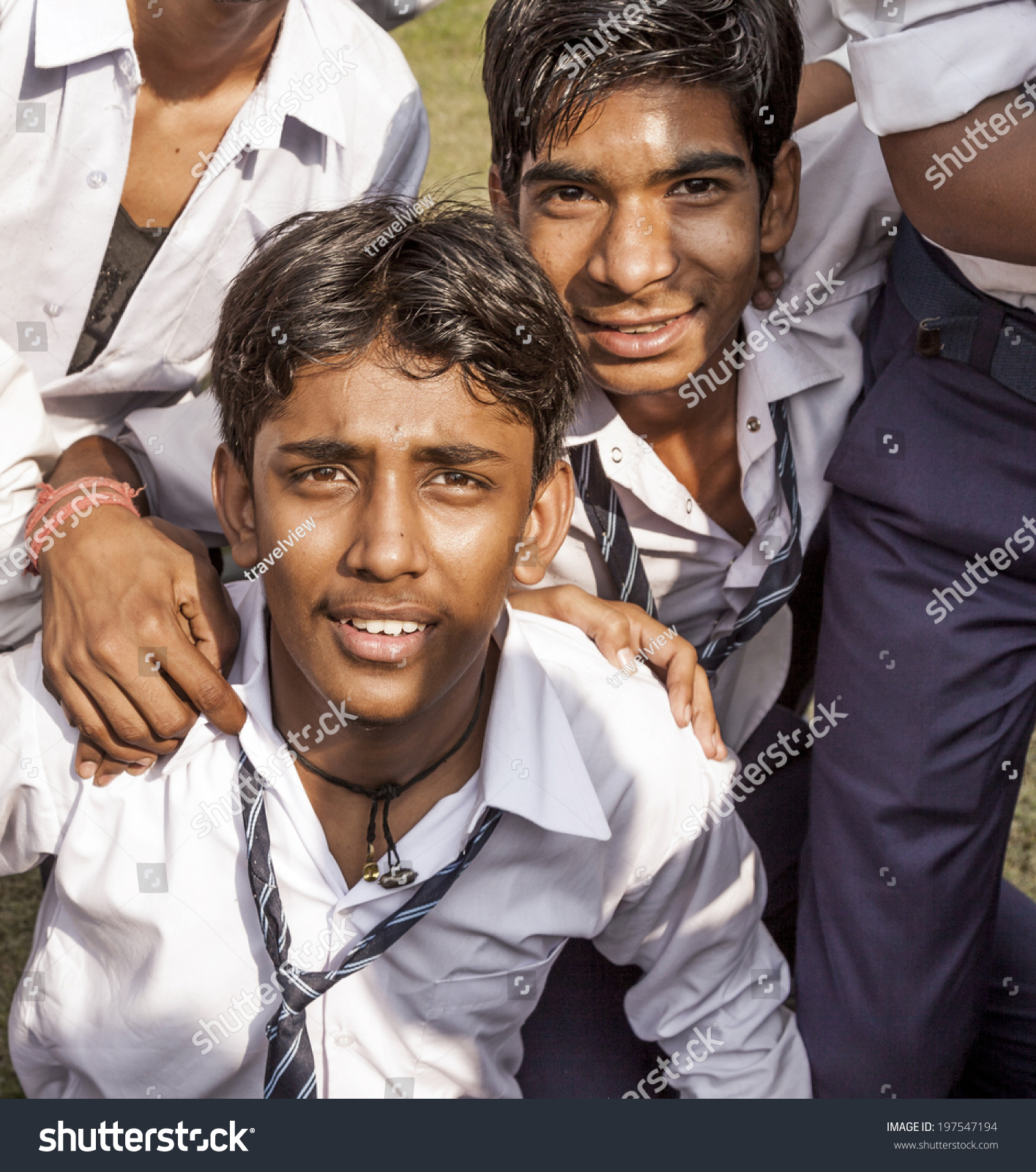 DELHI INDIA NOV 11 2011 unidentified school class visits Humayuns tomb in Delhi India The boys in school uniform have fun posing for a foto Schools visit the famous landmarks as part of national education DELHI INDIA NOV 11 2011 unidentified school class visits Humayuns tomb in Delhi India The boys in school uniform have fun posing for a foto Schools visit the famous landmarks as part of national education