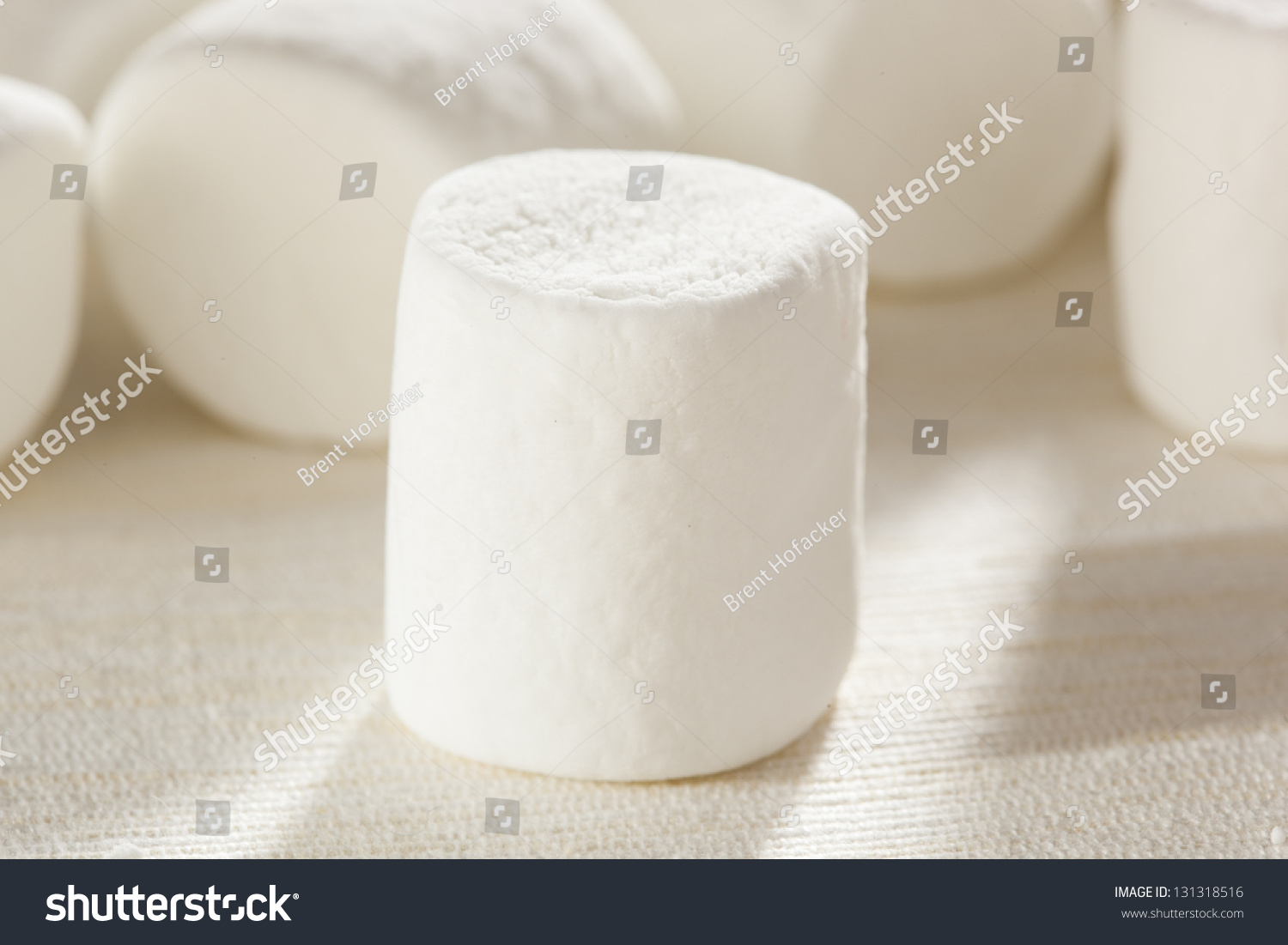 Delicious White Fluffy Round Marshmallows Ready To Eat Stock Photo