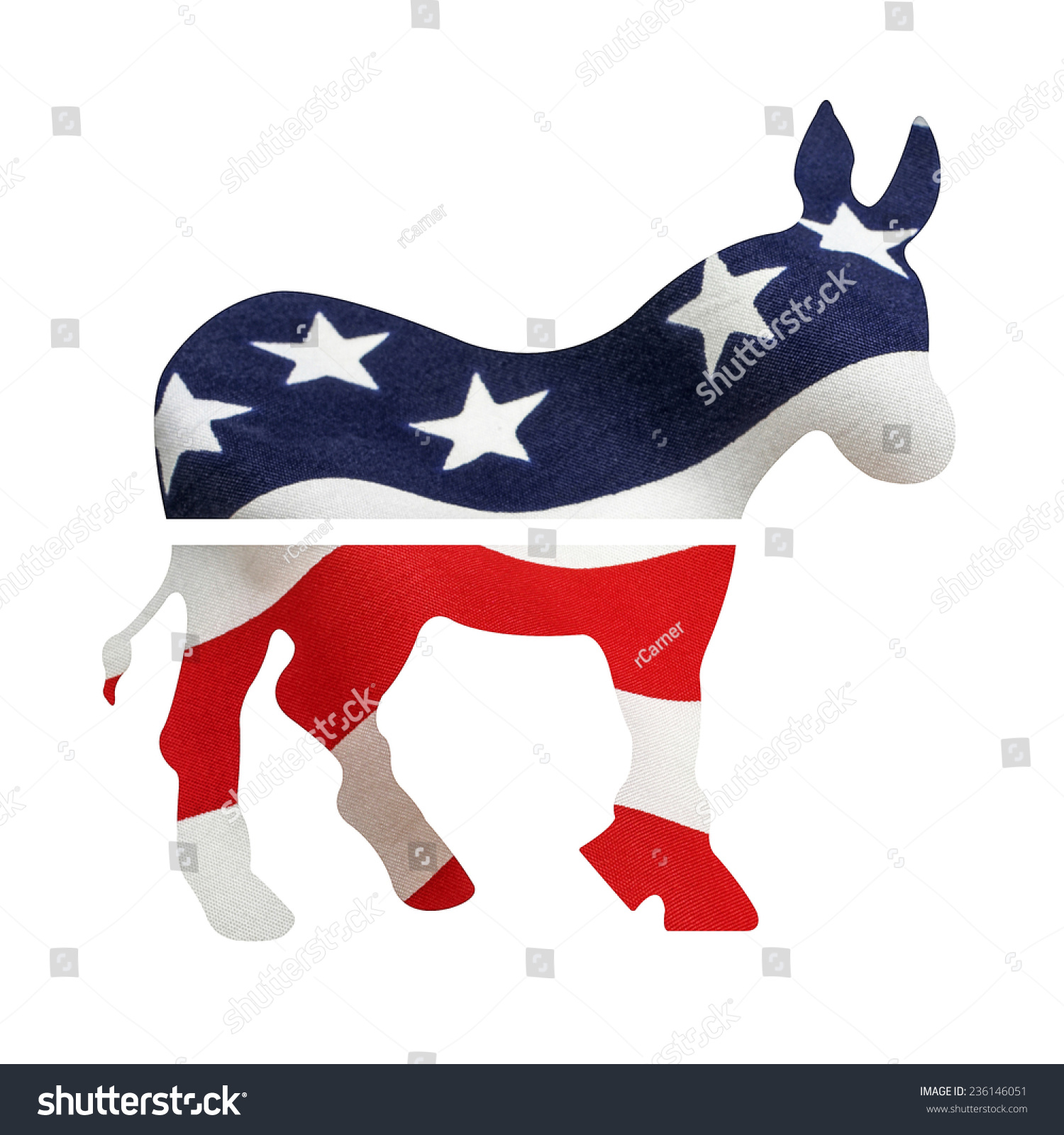 Democrat Donkey With American Flag Superimposed On It. Isolated On A ...