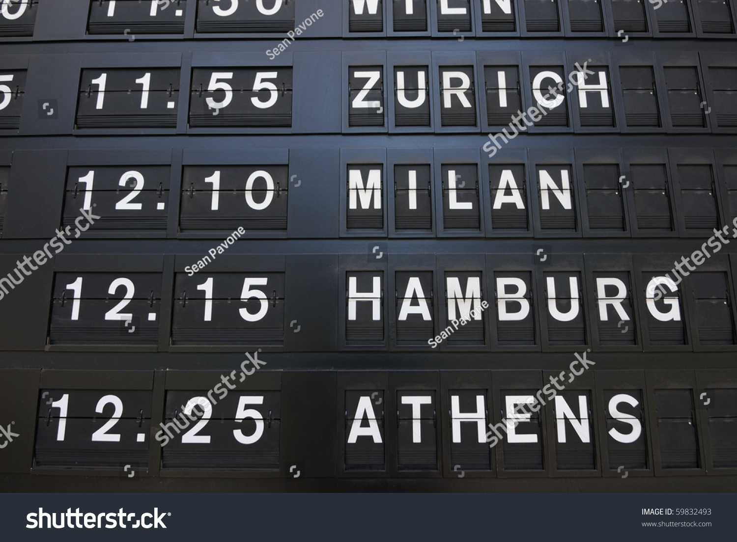 Departure Times On An Analog Sign Stock Photo 59832493 Shutterstock