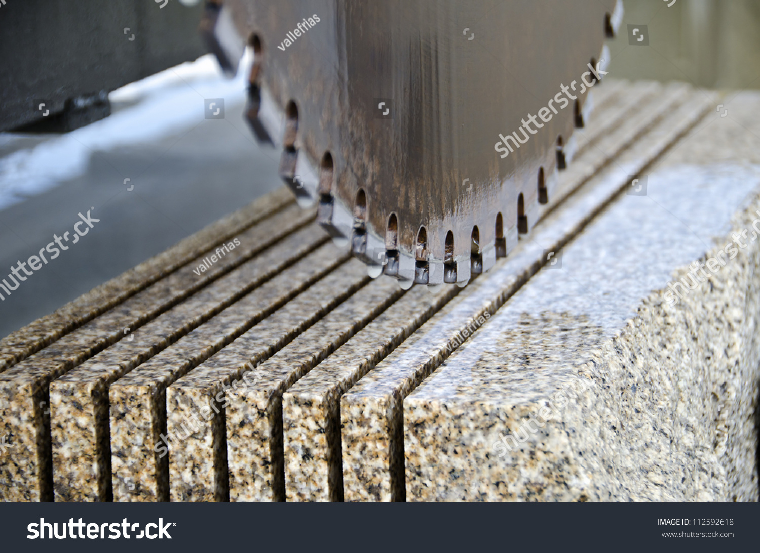 Detail Of A Circular Saw Used To Cut Granite Stock Photo 112592618