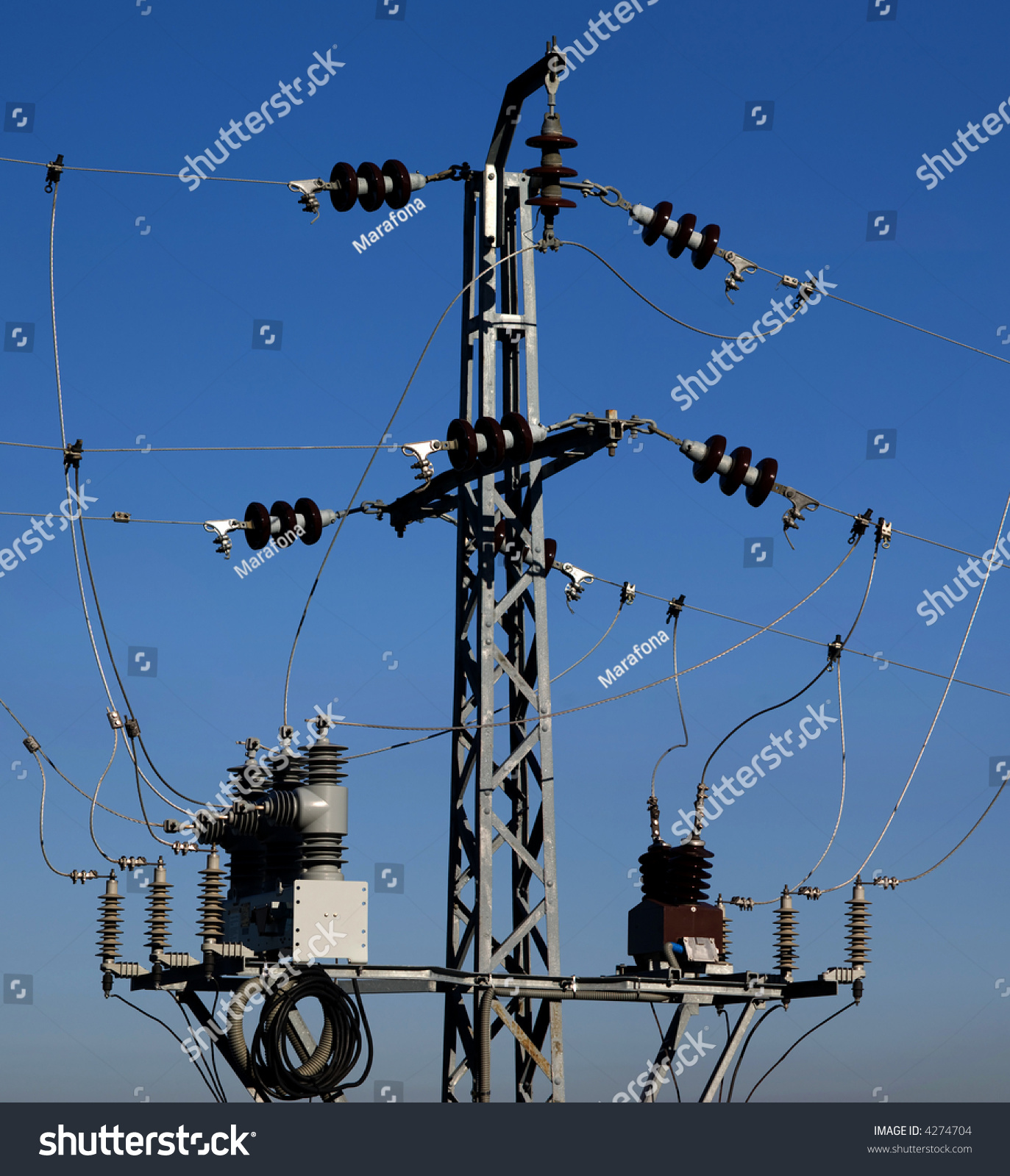 Detail Of A Medium Voltage Power Pylon. Stock Photo 4274704 Shutterstock