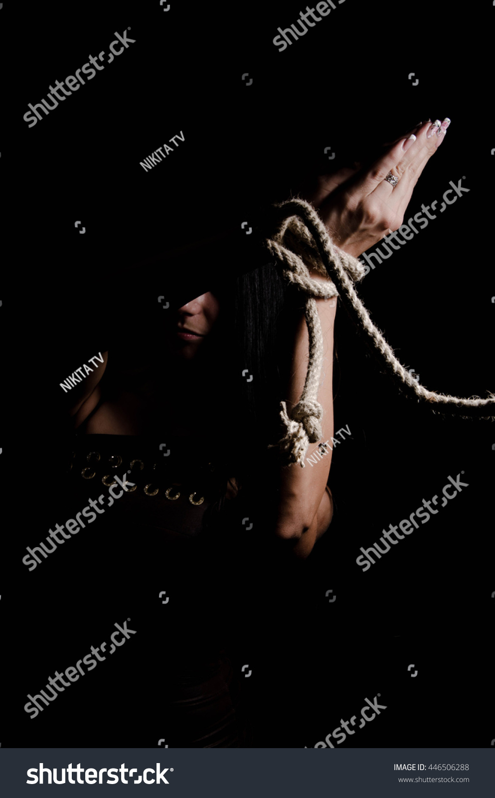 Detail Of Female Hands Tied Up With Rope Stock Photo Shutterstock