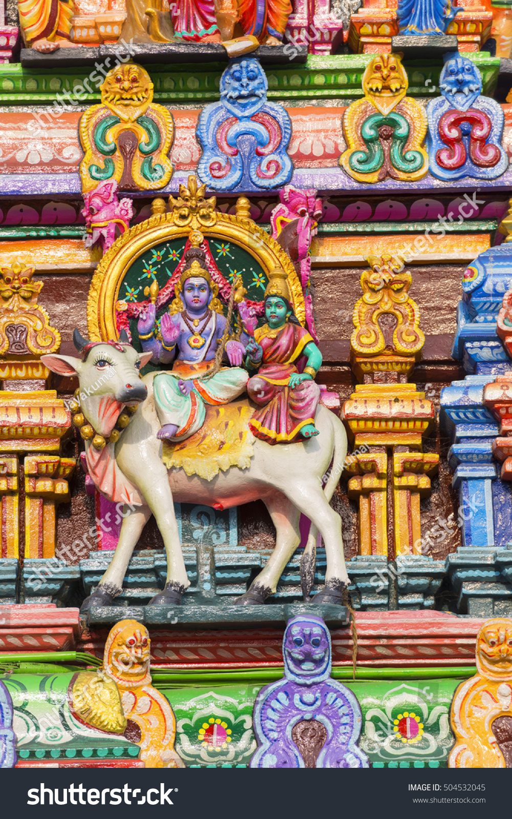 Detail Work Gopuram Hindu Temple Kapaleeshwarar Stock Photo