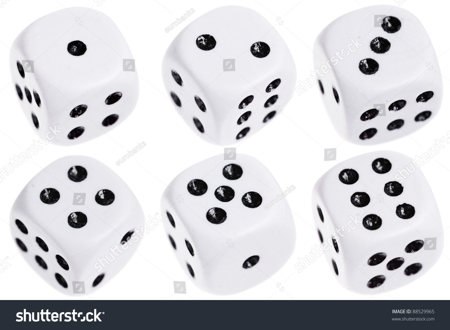 Dice Isolated On A White Background Dice One Through 6 Isolated On A White Background Stock
