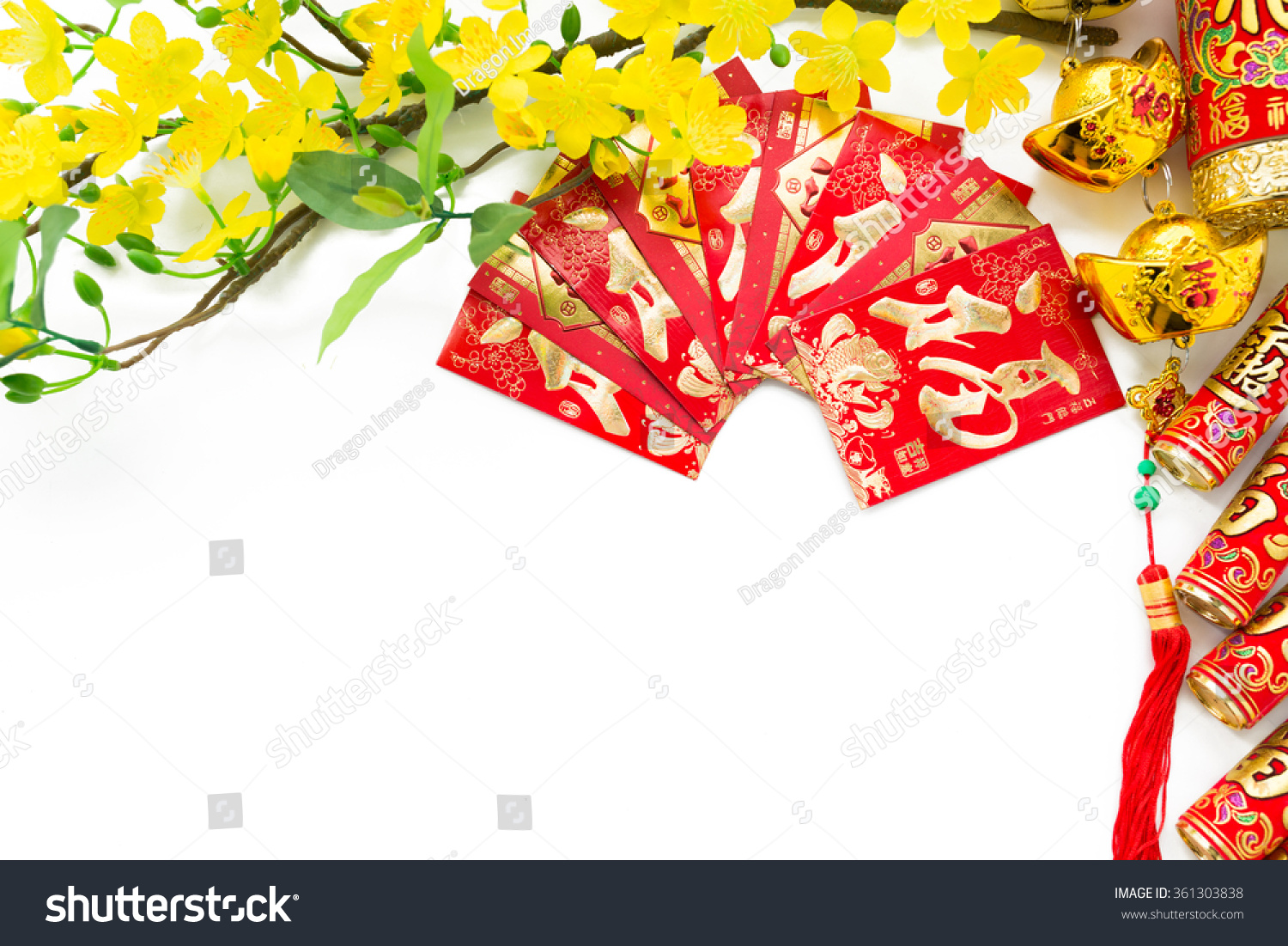 Different Symbols Of Chinese New Year On White Background Stock Photo