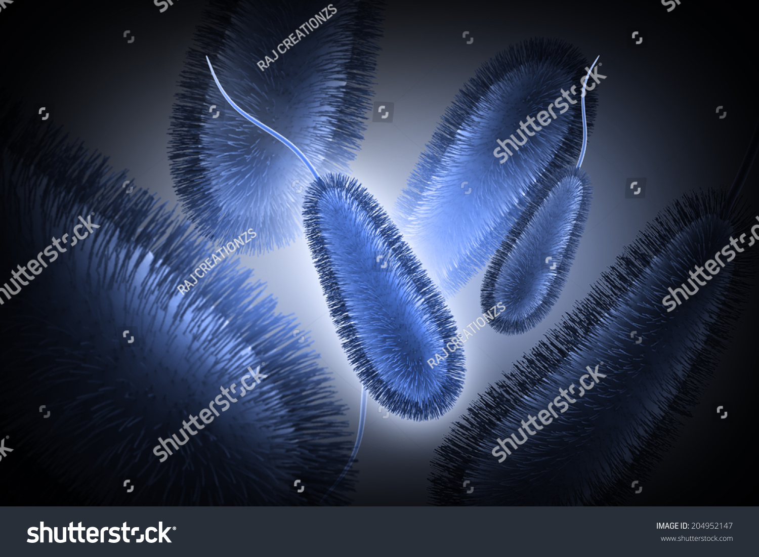 Digital Illustration E Coli Bacteria Colour Stock Illustration