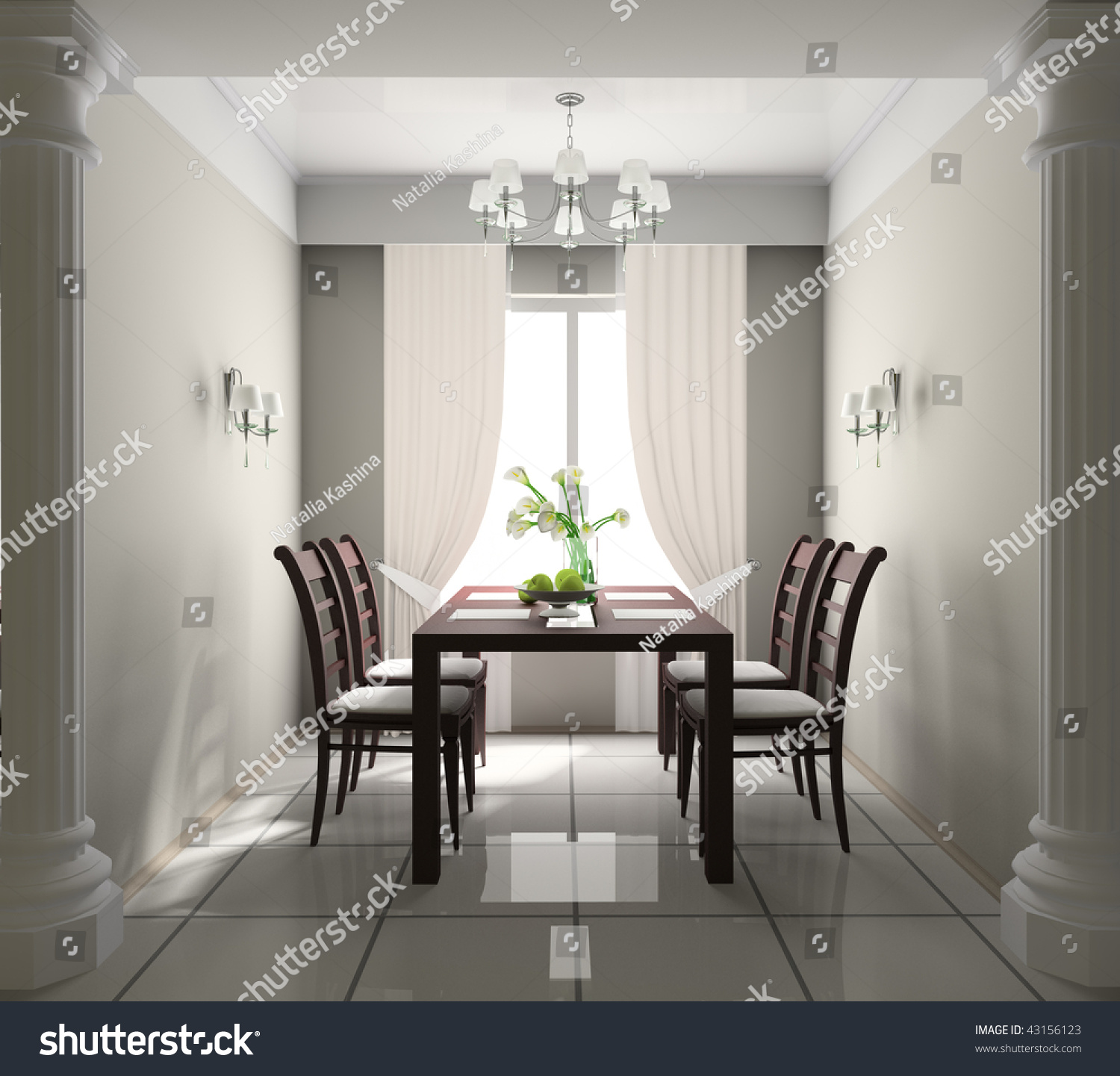 Dining Table Against A Window 3d Image Stock Photo 43156123 : Shutterstock