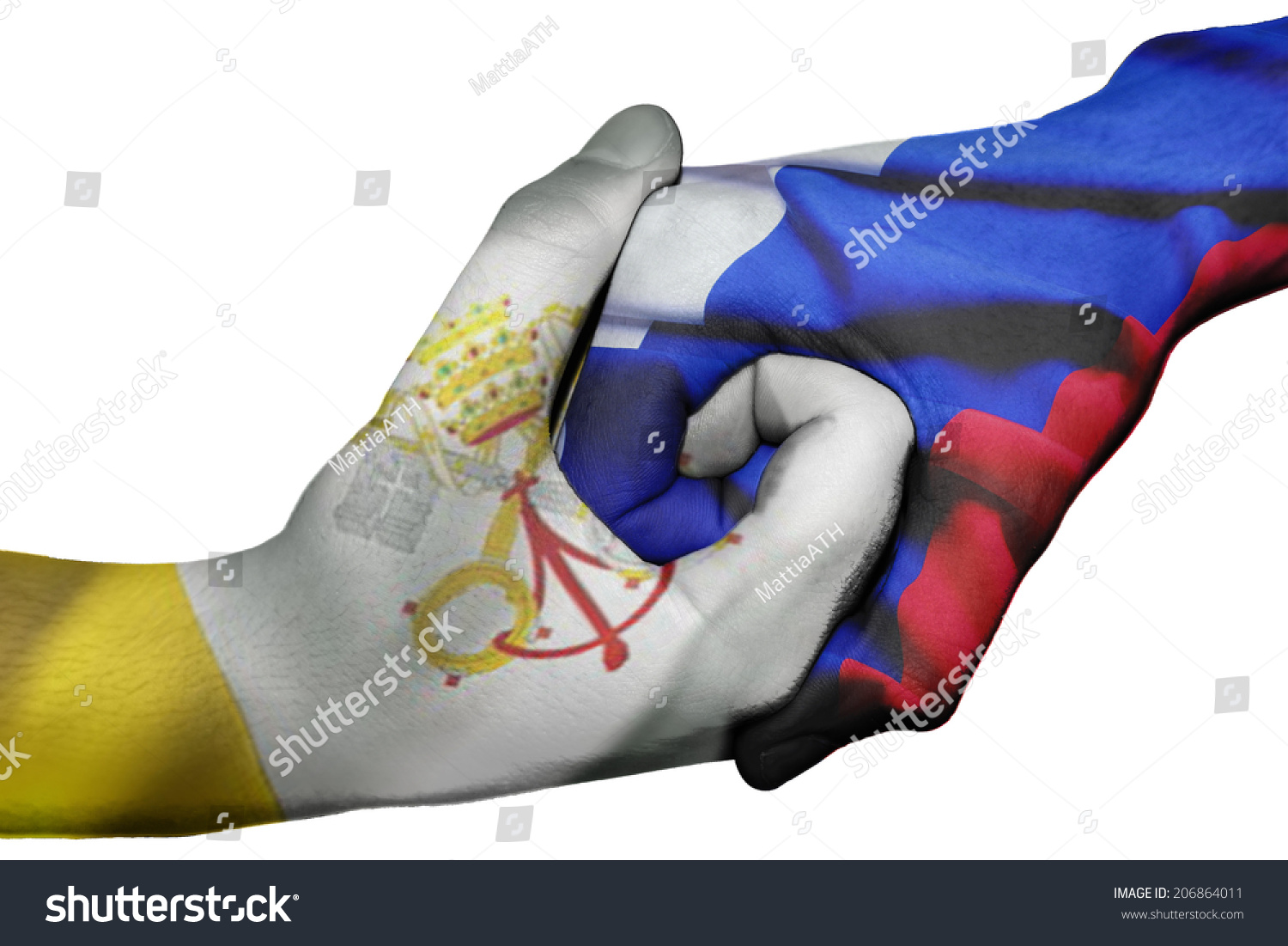 Handshake Between Vatican City And Italy Diplomatic Handshake Between Countries Flags Of Vatican
